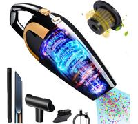 Aspirateur À Main,16000Pa Portable Mini Aspirateur Voiture Sans Fil,Aspirateur Voiture Puissant Professionnel Pour Voiture Bureau Canapé Table Clavier,Filtre En Acier Inoxydable,7500Mah,120W,Noir