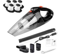Aspirateur à main pour voiture et maison, sans fil, portable avec aspiration forte et lumière LED, comprend plusieurs buses pour un nettoyage rapide, idéal pour les poils d'animaux et la poussière