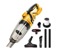 Aspirateur à main sans fil, compatible avec les batteries DEWALT 18 V 20 V, puissance d'aspiration 10 000 Pa, réservoir à poussière 750 ml, 4 buses et lumière LED pour le nettoyage à sec de la voiture