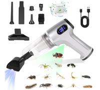 Aspirateur à main sans fil rechargeable, haute puissance pour intérieur avec lampe de poche LED, petit attrape-araignées pour la maison et la voiture (argenté)