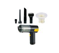 Dunlop Aspirateur de Voiture Sans Fil 12V - Aspirateur à Main avec 4 Accessoires - Rechargeable USB-C - Eau et Poussière - Puissance d'Aspiration 5000 Pa et Fonction Soufflage - Gris/Jaune
