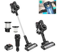 Aspirateur à tige puissant 15 000 Pa avec batterie et support mural, aspirateur sans fil à deux vitesses et LED, aspirateur ménager autonome pour poils d'animaux, tapis, sol