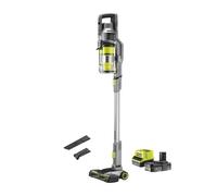 RYOBI - Aspirateur Balai 18V - 30 AW - 820 L/Min - 600 ML - Se maintient Droit - 1 Batterie Lithium+ 2,0 Ah - Chargeur 2,0 A - Livré avec 1 Brosse motorisée, 1 tête de 24 cm, 1 suceur Plat