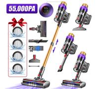 Aspirateur Balai, Aspirateur Balai sans fil 55000Pa/550 W, Autonomie Jusqu'à 70 Min, 2200mAh, Grande Capacité de 1,8 L