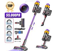 Aspirateur Balai sans fil, 55000Pa/550 W, Autonomie Jusqu'à 70 Min, 2200mAh, Grande Capacité de 1,8 L