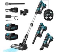 Aspirateur balai sans fil 700W 60 kPa - 70 min, 2×21V 4Ah, écran tactile LED (Bleu)