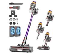 Aspirateur Balai Sans Fil avec 2 Batteries, 150Min/55KPA/600W/2.0L Aspirateur Sans Fil Puissant, Brosse Anti-Enchevêtrement/Support Mural Rechargeable/Écran LED, pour Poils d'Animaux/Tapis/Sols Durs