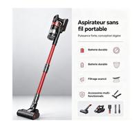aspirateur balai sans fil poil animaux puissant- filtration 7 niveaux anti-allergène 800W puissance élevée 70min ASPIRATEUR BALAI
