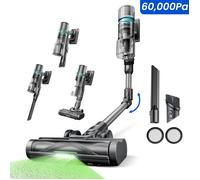 Proscenic Aspirateur balai sans fil P16 - Tube pliable - 140AW/550W - Autonomie 55 Min - Brosse à Plancher LED Verte - Gris