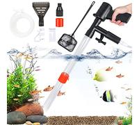 Aspirateur de Boues d'Aquarium, 5 in 1 Kit de Nettoyage de Gravier d'Aquarium, Nettoyeur de Gravier Changement d'eau Filtre Rapide Aquarium Changeur l'eau avec Bouton Pression d'air Grattoir en Verre