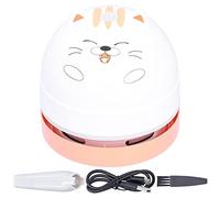 Aspirateur de Bureau de Conception Animale Mignon, Mini Balayeuse de Poussière de Table de Charge USB avec Clavier de Conception Rotatif à 360 ° sans Fil pour Bureau à Domicile(Chat)