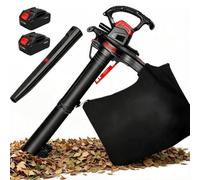 Aspirateur de Feuilles Mortes 40 V, Souffleur sans Fil, 6 Vitesses | Vitesse d’air de 340 km/h avec sac 40 L et roues d’appui pour ramasser les feuilles sur jardins et allées(4 Battery)