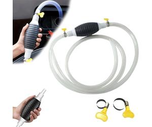 Aspirateur de liquide multifonction 2024 - Pompe à essence - Pompe de transvasement - Pompe à carburant - Pompe manuelle à eau avec tuyau et 2 colliers de serrage pour essence, gaz, huile, carburant,