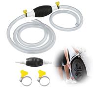 Aspirateur de Liquide Multifonction - Pompe Siphon Manuelle avec Poire en Caoutchouc, Tuyaux Transparents et Pinces Métalliques - Pompe à Essence, Diesel, Eau, Huile pour Véhicule, Tondeuse, Aquarium