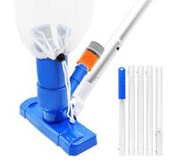 Aspirateur de piscine portable pour piscine hors sol - Kit d'aspirateur sous-marin amélioré avec brosse avec 5 poteaux de 177,8 cm, petit aspirateur pour spas, étangs, sols, fontaines