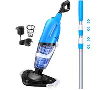 Aspirateur de piscine pour piscine hors sol avec un poteau télescopique, autonomie de 80 minutes, nettoyeur de piscine rechargeable portable avec aspiration puissante de 18,5 gallons/min pour piscines