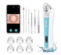 Aspirateur de points noirs, interface USB, outil d'extraction de avec caméra pour homme et femme, 3 modes de réglage et 6 têtes d'aspiration (bleu)