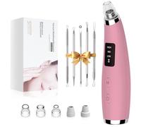 Aspirateur de points noirs pour le visage - Nettoyeur de pores et extracteur de points noirs avec 3 niveaux d'aspiration réglables - 5 sondes - Kit d'aspirateur de pores pour homme et femme (rose mat)