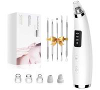 Aspirateur de points noirs pour le visage - Nettoyeur de pores et extracteur de points noirs avec 3 niveaux d'aspiration réglables - 5 sondes - Kit d'aspirateur de pores pour homme et femme (blanc)
