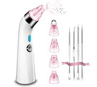 Aspirateur de pores électrique amélioré avec 5 puissances d'aspiration réglables et 4 sondes d'aspiration, rechargeable par USB pour points blancs (rose)