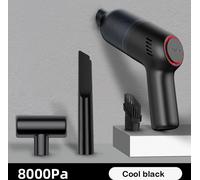 Aspirateur de voiture portatif rechargeable sans fil 8000pa haute puissance d'aspiration Cool Black