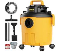 Aspirateur Eau Et Poussière 18 L, Aspirateur D'Atelier Sec Humide Portable Léger, 6 Cv Max, Aspiration Et Soufflerie Efficaces Avec Buse, Roulettes, Pour Tapis, Débris, Poils D'Animaux, Orange