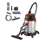 BLACK+DECKER Aspirateur Solides et Liquides BXVC30XTDE avec Prise Outils Électroportatifs (1600 W, 30 litres)