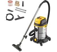 Aspirateur eau et poussière en acier inoxydable - STANLEY - 1600 W - 30 l - Avec prise pour outils électroportatifs