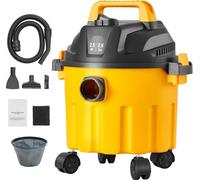 Aspirateur eau et poussières - Aspirateur industriel 10L 2,5CV - Aspirateur jaune avec buses - Puissant outil de nettoyage