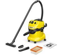 Aspirateur Eau et Poussières WD 4 V-20/5/22, Puissance : 1000W, Cuve Polypropylène : 20L, Flexible d'Aspiration : 2,2m, Soufflerie, Filtre Plissé Plat, Suceurs Sol Fentes, Sachet Filtre Ouate