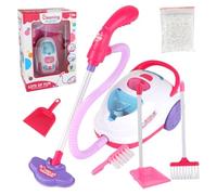 Aspirateur jouet, ensemble de jouets de nettoyage pour enfants comprenant un aspirateur, 2 balais, 2 pelles à poussière ABS avec lumière et son, fonctionne sur batterie, enfants amovibles pour l'éduc