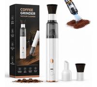 Aspirateur Moulin à Café,Mini Aspirateur à Main avec Forte Aspiration et Brosse Ultra,Rechargeable par USB-C,Nettoyeur à Main sans Fil pour Marc de Café,Moulin et Machine à Expresso，Blanc