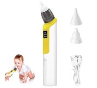 Aspirateur nasal électrique, nettoyeur nasal pour bébé, anti-reflux, rechargeable, nettoyage nasal doux, avec 6 niveaux d'aspiration et 2 conseils en silicone pour les soins quotidiens de bébé (jaune)