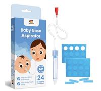Aspirateur nasal pour bébé avec 24 filtres - Éliminateur de mucus sûr et doux pour les nouveau-nés et les nourrissons - Nettoyeur de nez pour bébés - Sans BPA et facile à nettoyer - Pointe souple