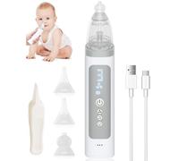 Aspirateur nasal pour bébé électrique 3 niveaux d'aspiration, aspirateur nasal pour enfants aspire du mucus pour bébé avec 3 embouts en silicone réutilisables, musique et lumière pour petits bébés de