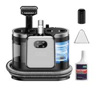 Aspirateur Nettoyeur de Tapis, Nettoyeur Canapé Tissu Portable Humide et Sec avec Fonction Vapeur, cinq Modes de Décontamination, Double Réservoirs 1,3L+0,95L avec Tuyau 1,8m, pour Tapis, Rembourrage