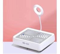 Aspirateur Ongle avec Lampe, Aspiration Réglable, Collecteur de Poussière d'ongles -Blanc