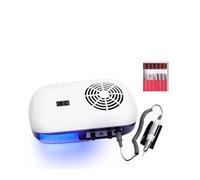 Aspirateur Ongle, Lime à ongles électrique multifonctionnelle 35000 tr/min, Machine de manucure, aspirateur 48W, lampe UV LED, séchage rapide de les vernis à ongles(MJ150-2)