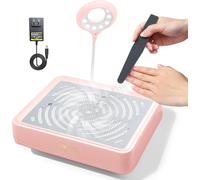 Aspirateur Ongle Professionnelle, 40w Aspirateur Ongle Puissant Avec Lampe, Aspirateur Manucure Faible Bruit, Collecteur De Poussière Pour Ongles En Acrylique, Vernis (Rose)