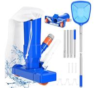 Aspirateur Piscine avec Épuisette de Surface Piscine, 2024 Kit d'entretien De Piscine Aspirateur Portable avec Tige de 150cm pour Étang, Fontaine