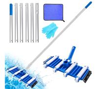 Aspirateur Piscine Manuel,Balai Aspirateur Piscine,Kit Nettoyage Piscine,2.1M Manche Telescopique Piscine(Type épais),Raccord en Métal Amélioré et Poils Latéraux,Brosse D'aspiration pour Piscine
