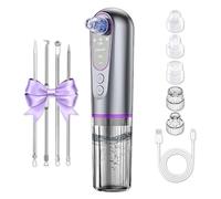 Aspirateur Point Noir Professionnel, Extracteur Point Noir Electrique,Anti Point Noir Nez Nettoyage des Pore, Tire Comedon Points Noirs avec 5 Têtes et 3 Mode, Rechargeable USB