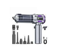 Aspirateur portatif à batterie lithium sans balai - Vidange en un clic, Interface USB-C, argent et violet