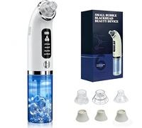Aspirateur Pour Points Noirs, Extracteur Points Noirs Visage pour le Nettoyage du Visage, Traitement de l'acné et Soins de la Peau, 4 Modes, 6 Sondes et Réservoir d'eau Visible, Rechargeable-Blanc