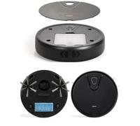 Aspirateur Robot 0.5 l - Noir 4 brosses latérales, lingette éponge, réservoir à poussière