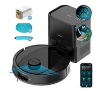 Cecotec Robot Aspirateur et Laveur de Sols avec Base d'Autovidage Conga Y80. Navigation Laser et IA, Puissance d'Aspiration 13000Pa, Base avec Réservoir de 2,5L, Autonomie jusqu'à 220 m², App 3.0