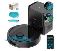 Cecotec Robot Aspirateur et Laveur de Sols avec Base d'Autovidage Conga Y80. Navigation Laser et IA, Puissance d'Aspiration 13000Pa, Base avec Réservoir de 2,5L, Autonomie jusqu'à 220 m², App 3.0