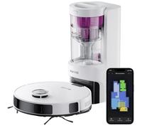 Eureka E10s Robot Aspirateur Laveur avec Station sans Sac Vidage Automatique - Blanc