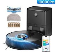 Aspirateur Robot Proscenic Q8 Max+ 10000Pa Aspiration - 4L Station d'Auto-Vidage - Lavage Serpillière Intégré - Navigation Laser LiDAR - 230 ㎡, Idéal Poils d'Animaux,Grandes Surfaces Noir