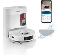 Bosch Spotless + BCRD1W Robot aspirateur-Laveur, 11 000 Pa, serpillère Statique, Station de Service, Navigation Smart Vision Infrarouge, Application Home Connect, Blanc